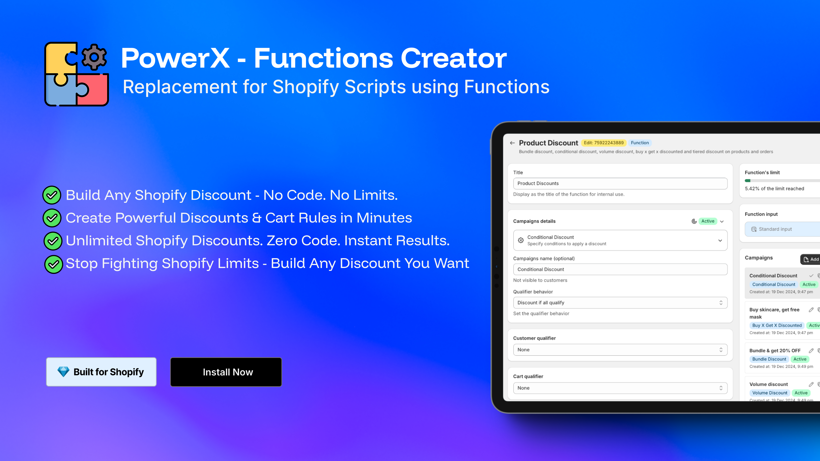 PowerX Functions Creator — Build any discount, customize checkout